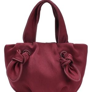 STAUD Ronnie Satin Knotted Tote Bag In Red